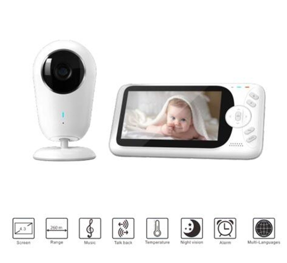 Home Security Wireless Camera - 4.3inch 1080P Full HD Wireless Baby