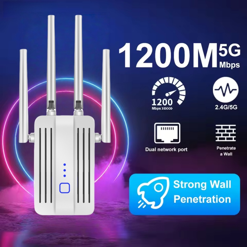 Home Security And Internet - 1200Mbps WiFi Repeater Extender 2.4G/5GHz Dual