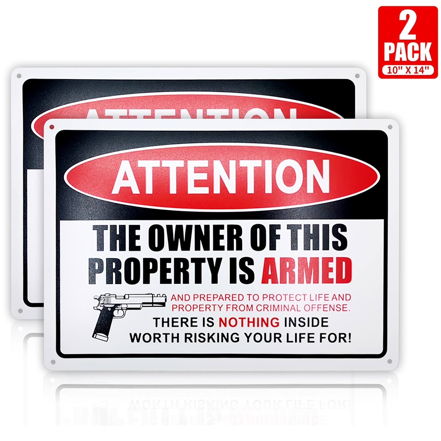 Home Security Outdoor - Armed Property Security Signs - 10x14