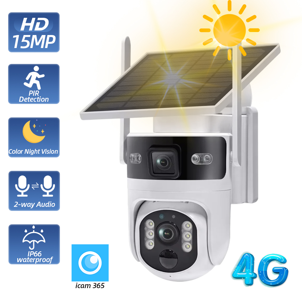 Home Yard Security Cameras - Wireless Outdoor PTZ Solar Security Camera