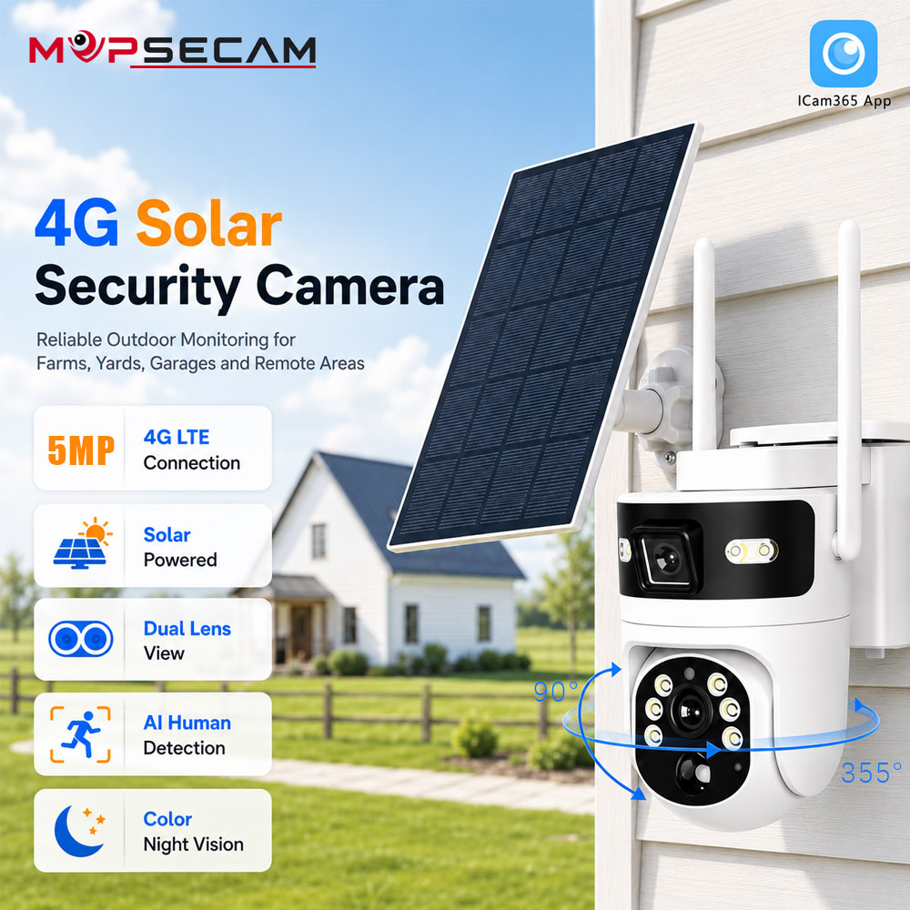 Home Yard Security Cameras - 4K 8MP 4G LTE Solar Security