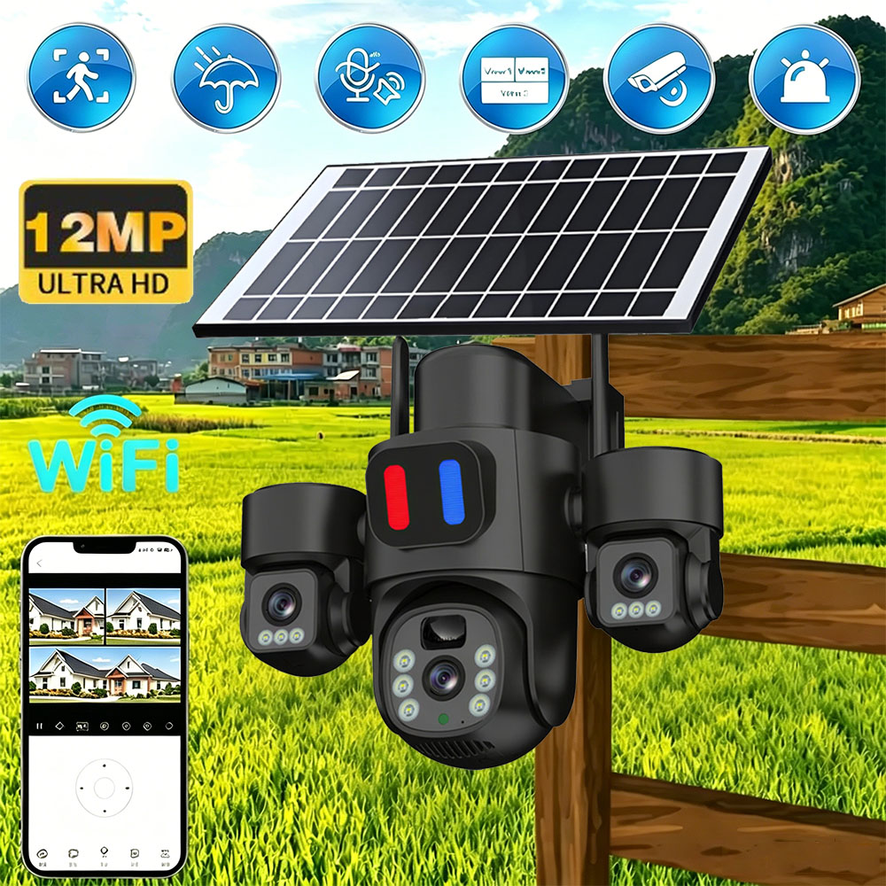Home Security Ideas - Solar WiFi PTZ Camera Outdoor Triple