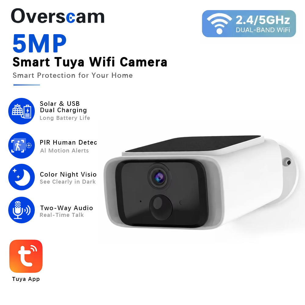 Home Security Wireless Camera - Tuya 5MP Solar Security Camera Wireless
