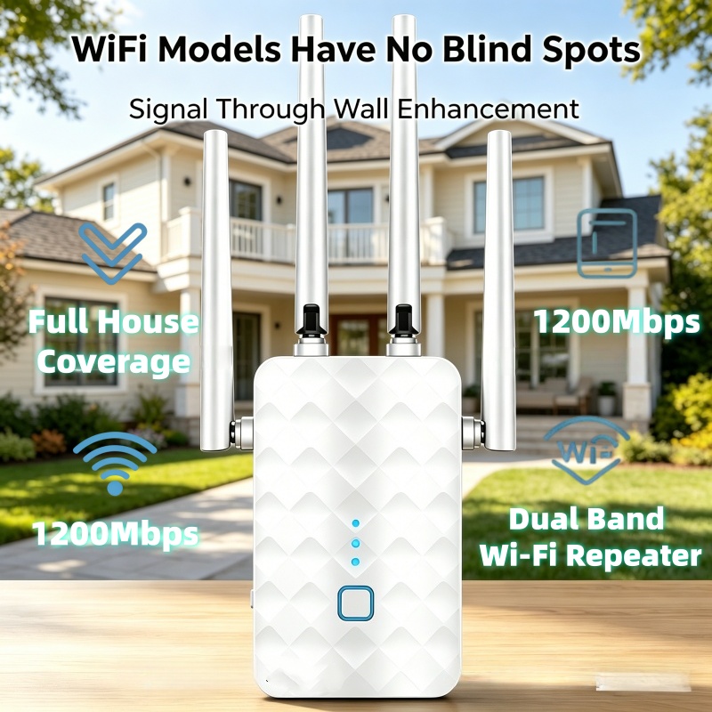 Home Security Outdoor - 1200Mbps WiFi Repeater Wireless 2.4G/5GHz Dual