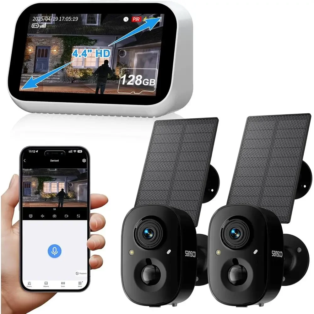 Home Security No Monthly Fee - 2K Solar Security Cameras Wireless Outdoor,