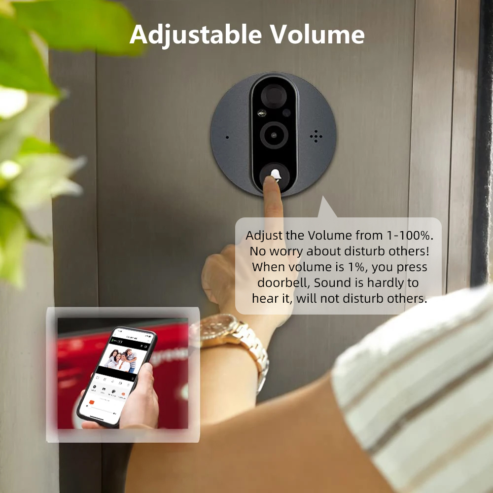 3MP WiFi Smart Tuya Peephole 5 - Home Security Bell ulasan dan harga