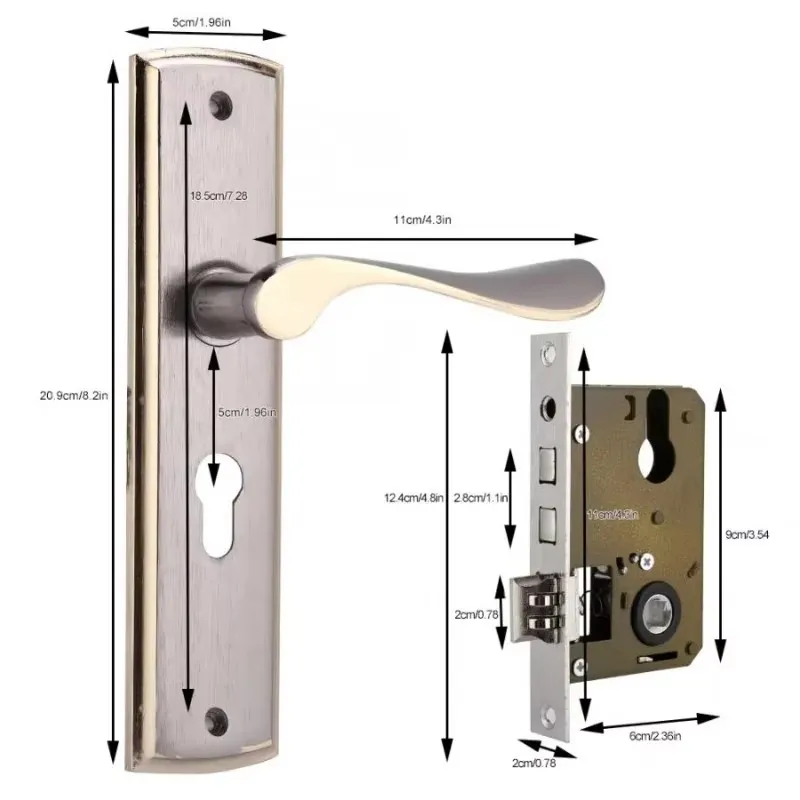 Gold Door Handle Lock Silent H - Home Security Ideas ulasan dan harga