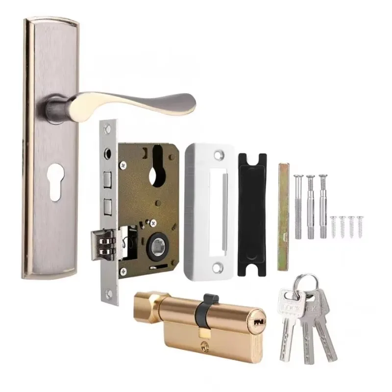 Gold Door Handle Lock Silent H - Home Security Ideas ulasan dan harga