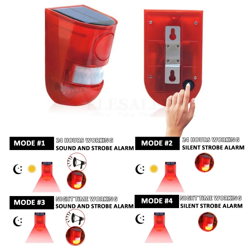 Waterproof Solar Powered Alarm - Solar Security Light ulasan dan harga