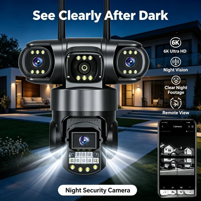 3-Lens 4G Wifi Surveillance Ca - Home Yard Security Cameras ulasan dan harga
