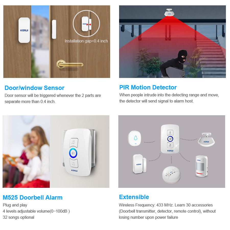KERUI Wireless Doorbell Home S - Home Security Bell ulasan dan harga