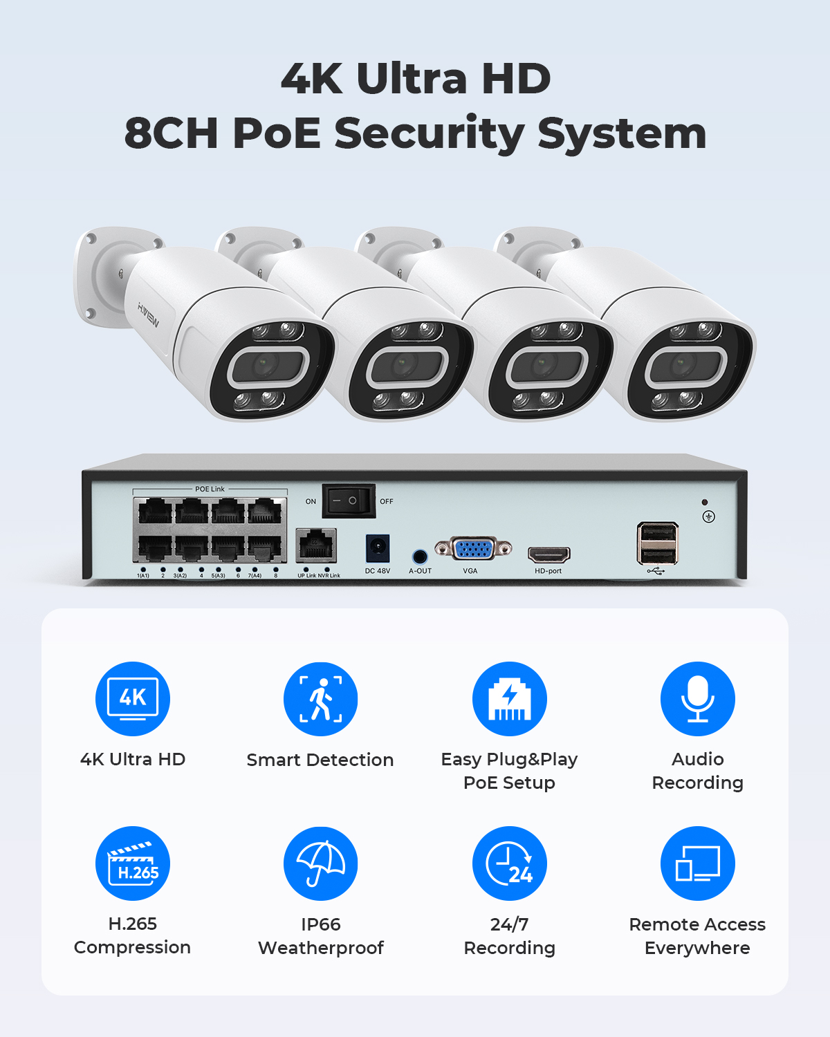 H.View 4K 5Mp 8Mp Poe CCTV Sec - Home Security Ideas ulasan dan harga