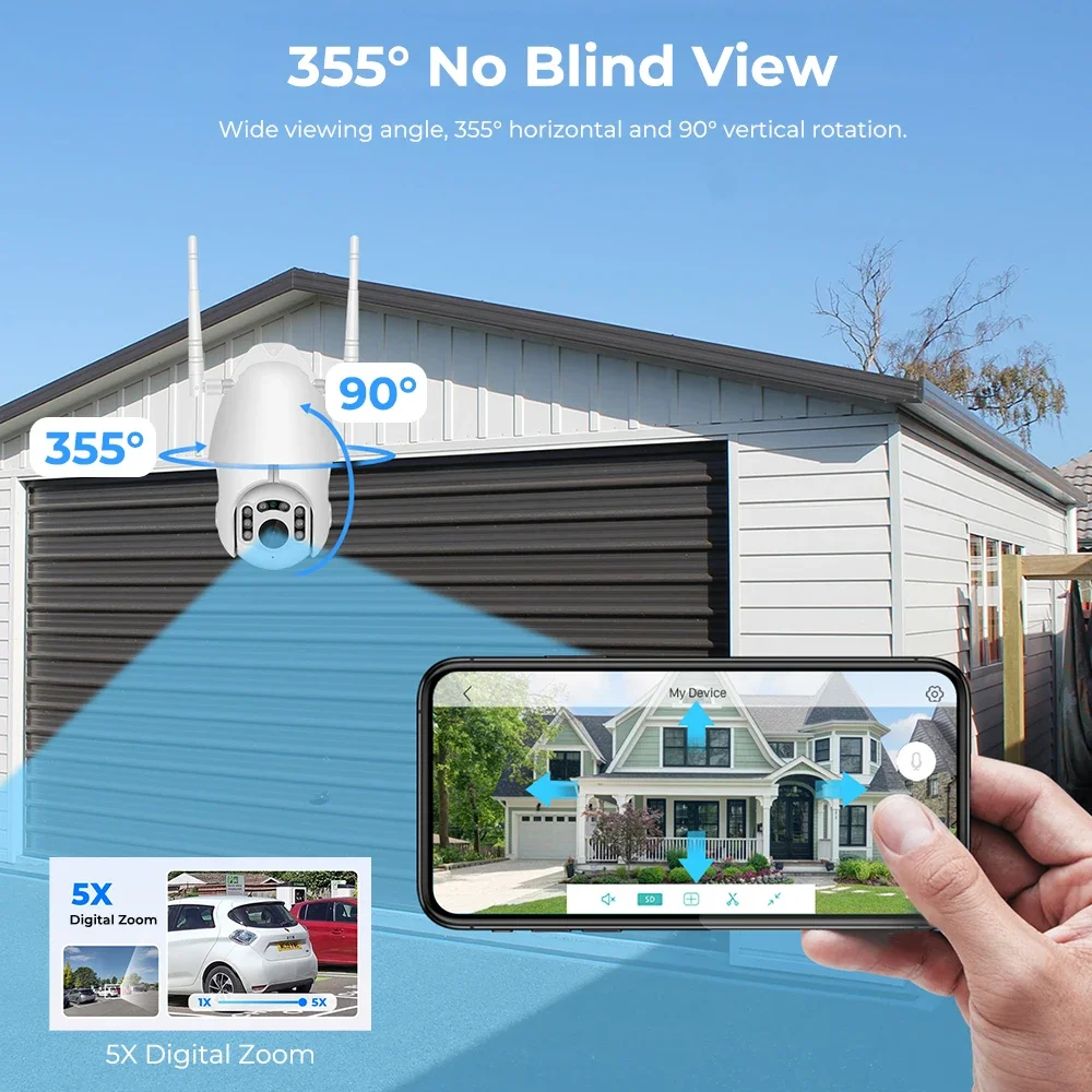 Outdoor 1080P Wireless PTZ Sec - Home Yard Security Cameras ulasan dan harga