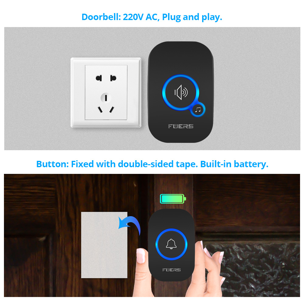 Fuers Wireless Doorbell Home W - Home Security Bell ulasan dan harga