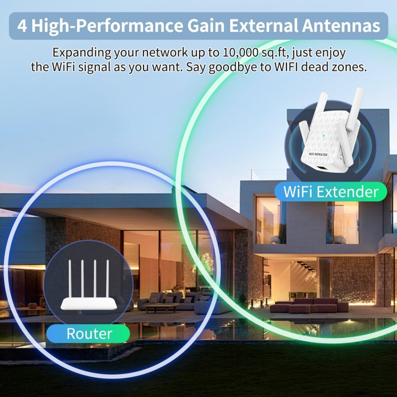 1200Mbps WiFi Repeater 2.4&5.8 - Home Security And Internet ulasan dan harga